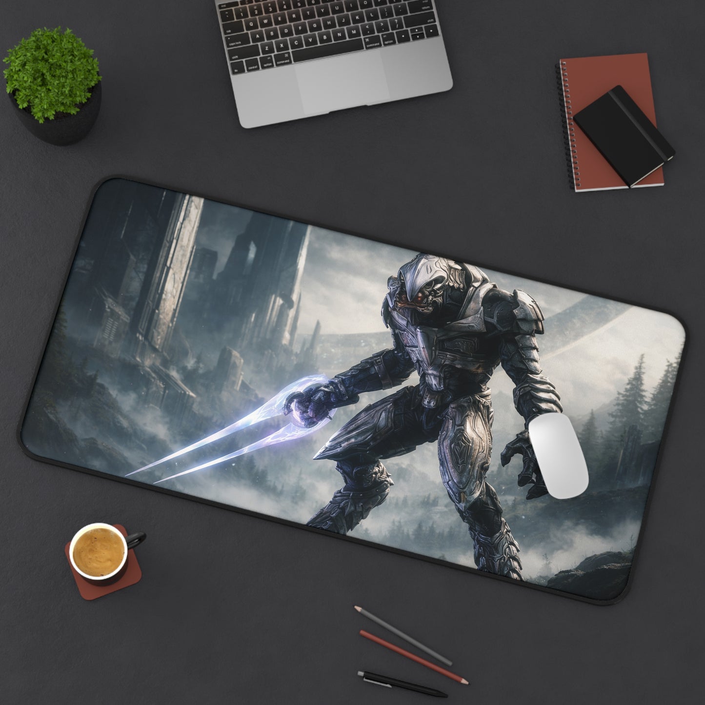 Arbiter | H-a-l-o-Inspired Gaming Desk Mat | Epic Sci-Fi Design, Perfect for Gamers, Office Decor & Gifts