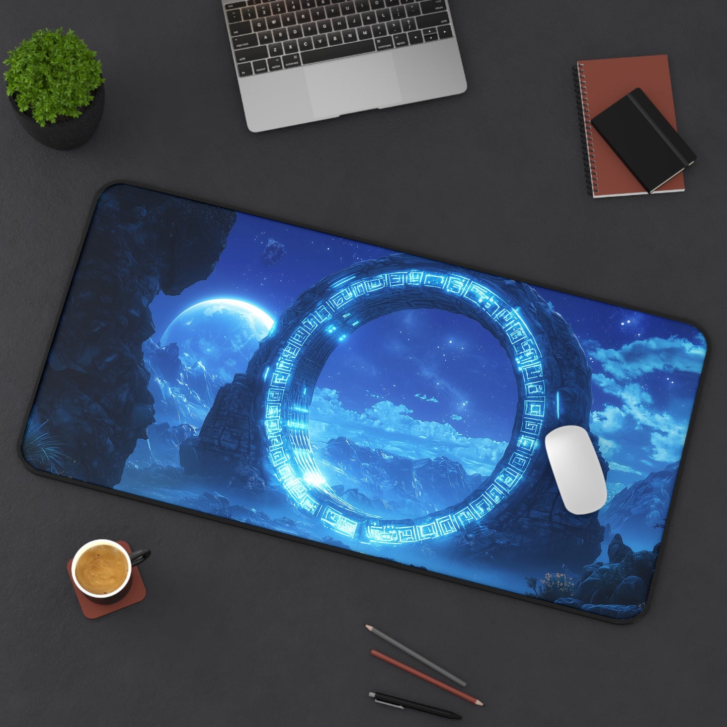 Stargate Mouse Pad, Stargate on Alien Planet Mouse Pad, Sci-Fi Desk Accessory, Gaming Desk Pad, Stargazer Gift, Galaxy Themed Workspace