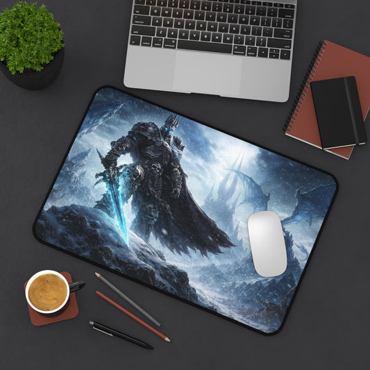 Warcraft Inspired Lich King Undead Frost Desk Mat | Warcraft Inspired Undead Battle Mousepad