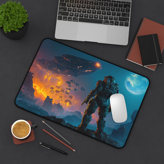 Alien Planet - Spartan 117 Engaging Aliens Desk Mat | Epic Sci-Fi Design, Perfect for Gamers, Office Decor & Gifts | H-a-l-o-Inspired