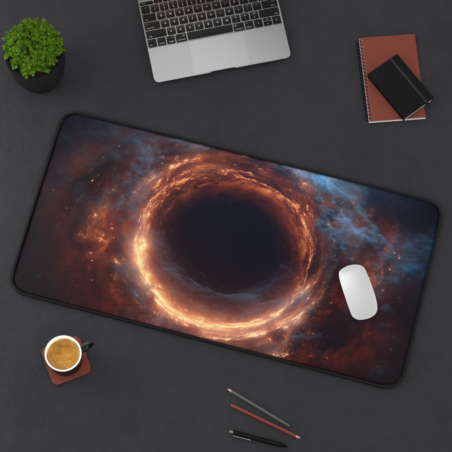 Black Hole Portal Formation Desk Mat | Space Galaxy Mouse Pad