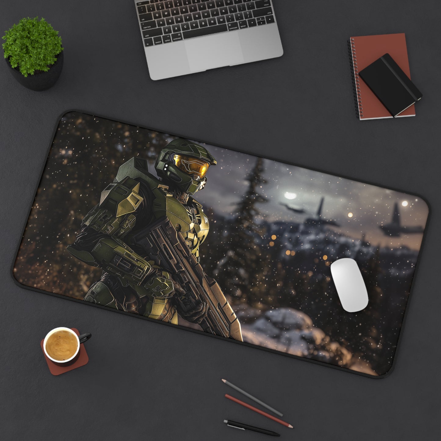 117 Spartan - Forest Hunting in the night, Perfect for Gamers, Unique Gift for Gamers, Off Planet Solider Mouse Pad