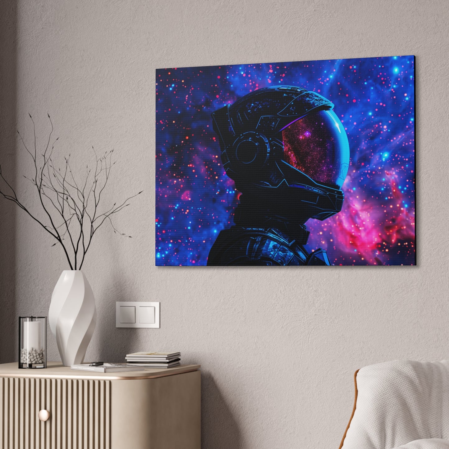 Astronaut Helmet Galaxy Canvas