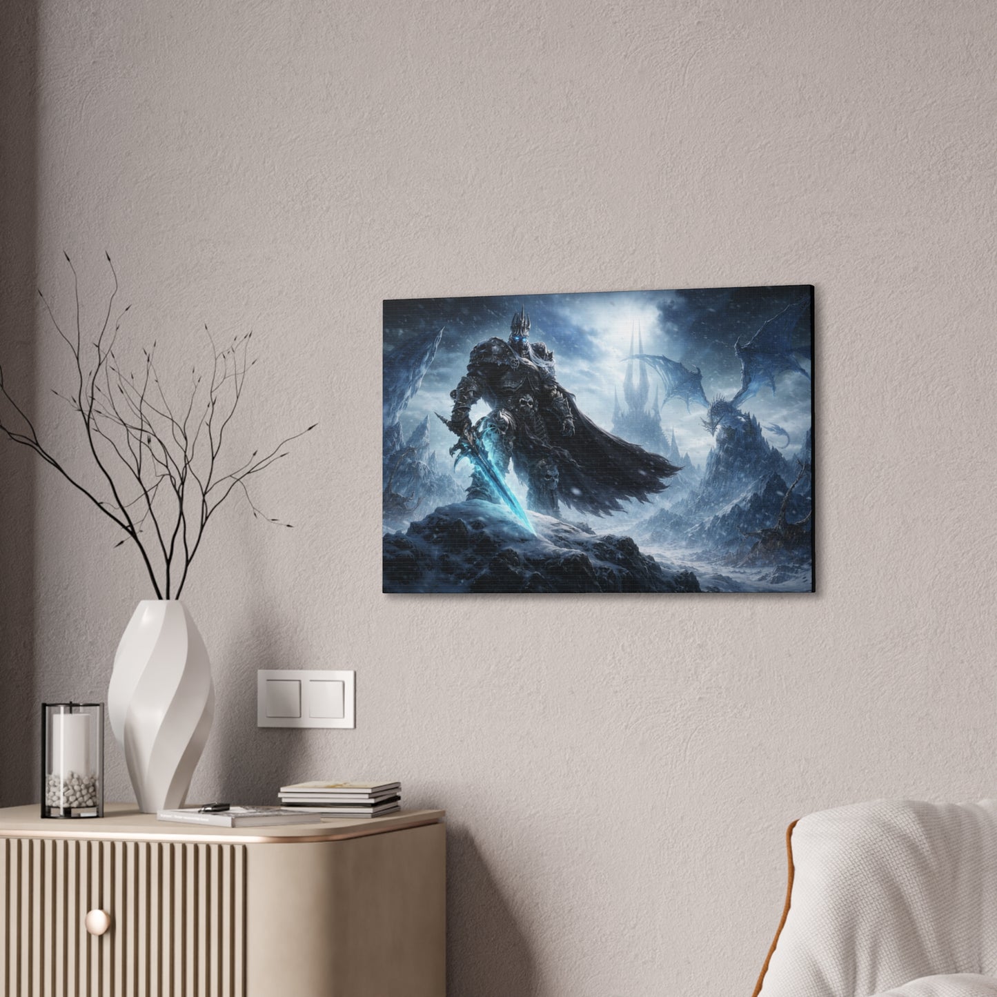 Lich King canvas | fantasy battle art, dragon, frozen sword