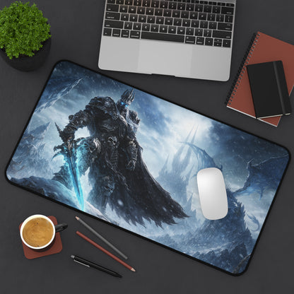 Warcraft Inspired Lich King Undead Frost Desk Mat | Warcraft Inspired Undead Battle Mousepad