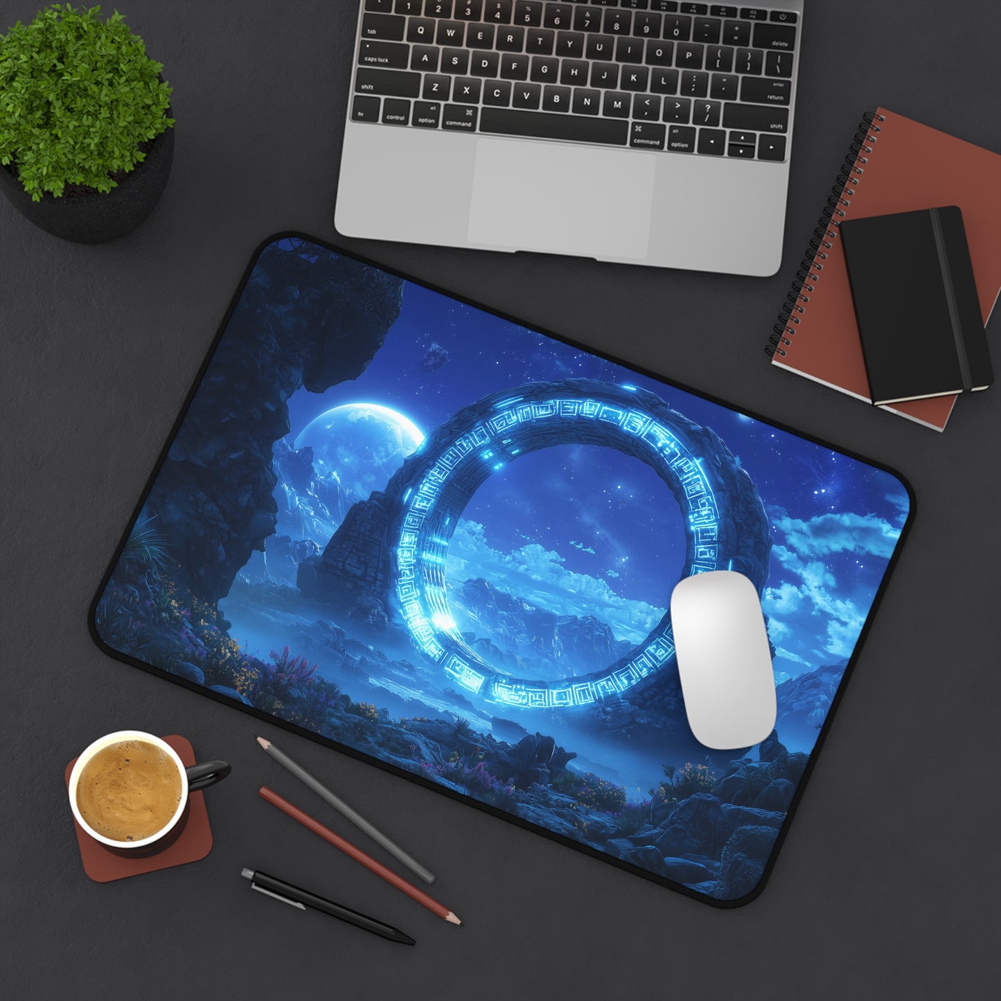 Stargate Mouse Pad, Stargate on Alien Planet Mouse Pad, Sci-Fi Desk Accessory, Gaming Desk Pad, Stargazer Gift, Galaxy Themed Workspace