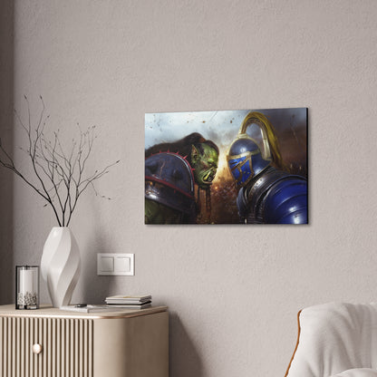 Orc vs Knight Face-off Canvas Print | Warcraft Stretched Canvas Wall Art