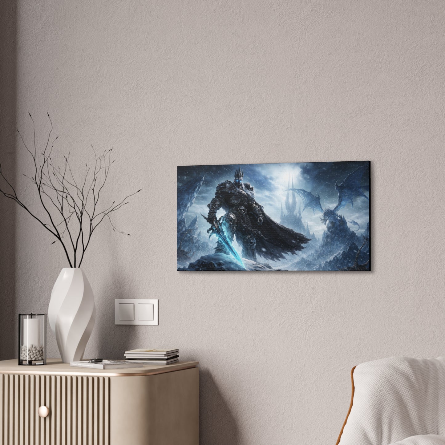 Lich King canvas | fantasy battle art, dragon, frozen sword