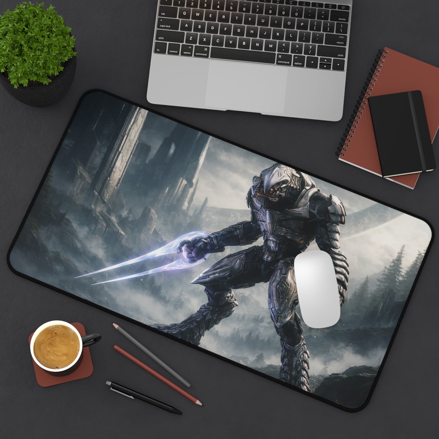 Arbiter | H-a-l-o-Inspired Gaming Desk Mat | Epic Sci-Fi Design, Perfect for Gamers, Office Decor & Gifts