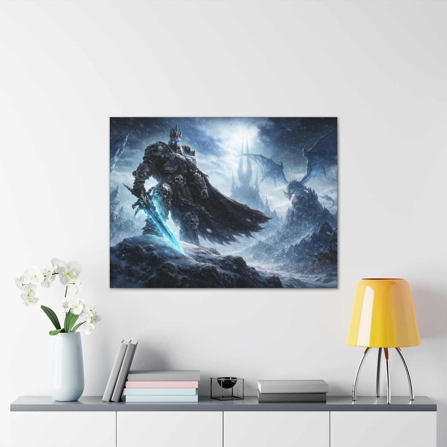 Lich King canvas | fantasy battle art, dragon, frozen sword