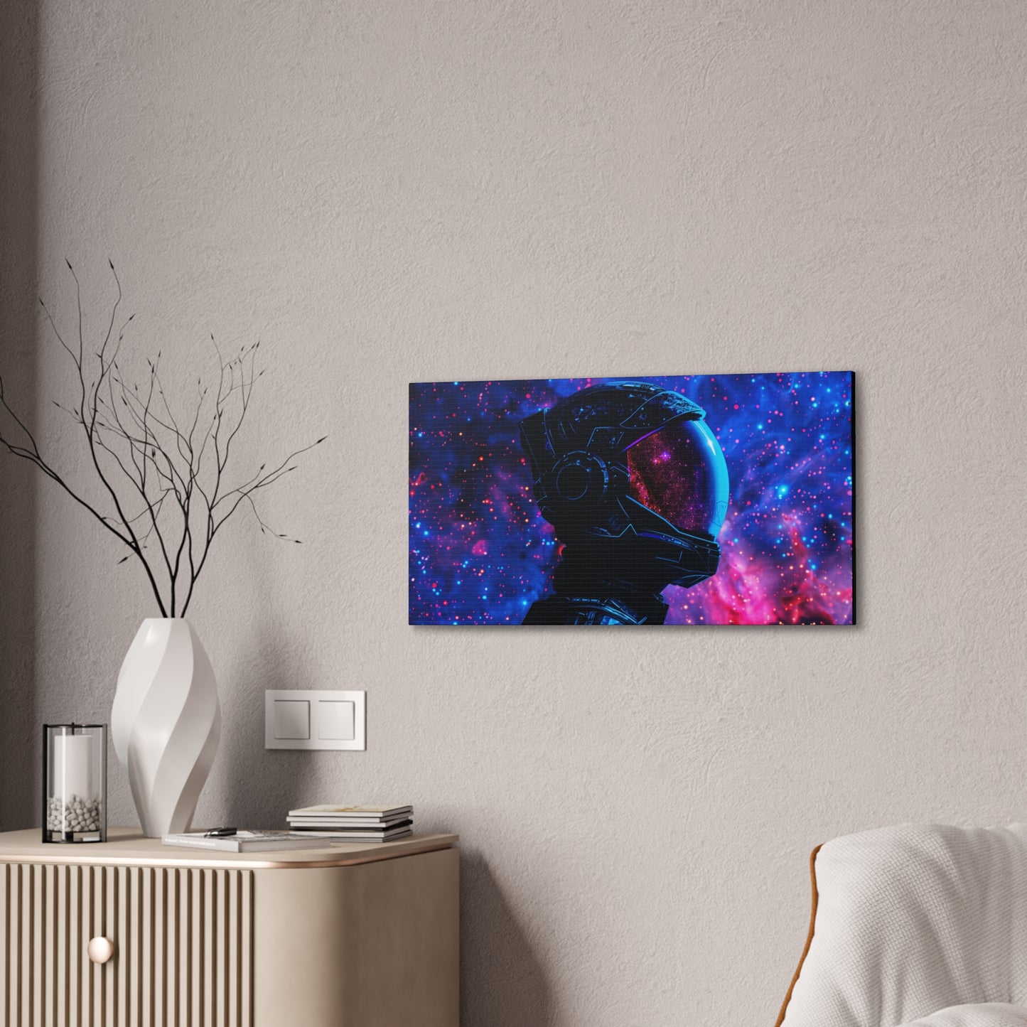 Astronaut Helmet Galaxy Canvas