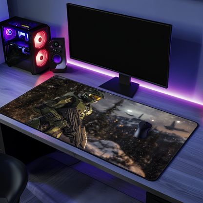 117 Spartan - Forest Hunting in the night, Perfect for Gamers, Unique Gift for Gamers, Off Planet Solider Mouse Pad