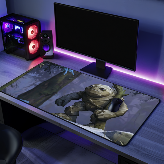 Tiny DOTA2 Gaming Desk Mat with Stone Creature Design, Office Decor, Gamer Gift, Work Station Accessory, Adventure Vibe