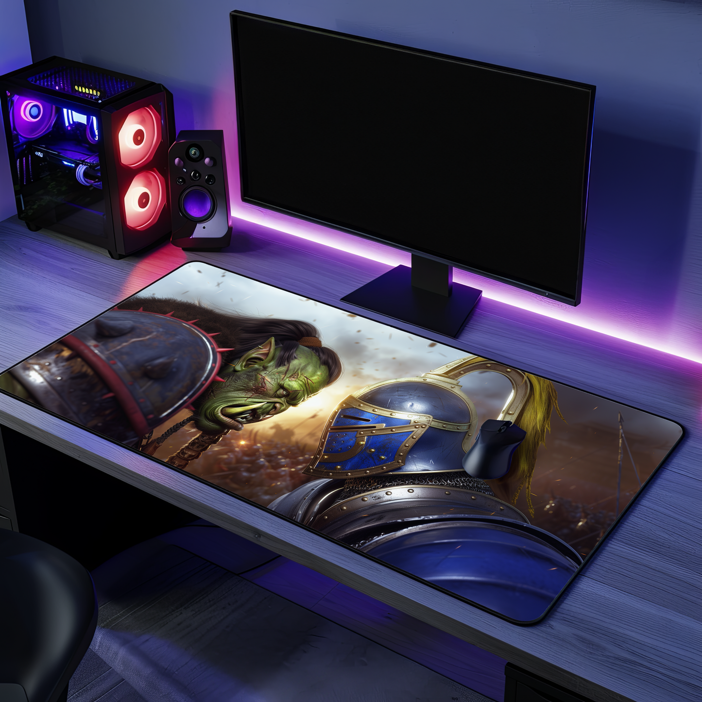 Orc vs Knight Desk Mat | Warcraft-Inspired Fantasy Battle Gaming Mouse Pad