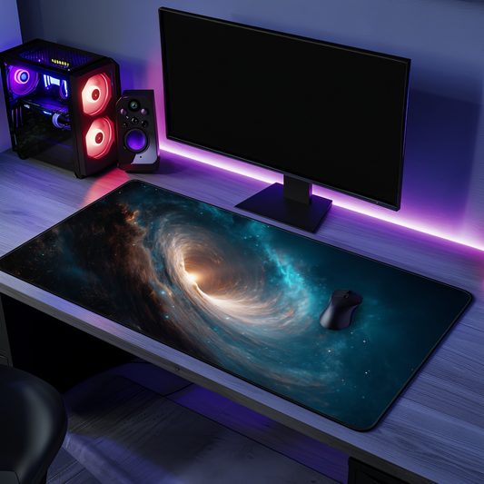 Galaxy Vortex Desk Mat | Space Nebula Mousepad, Cosmic Portal MousePad