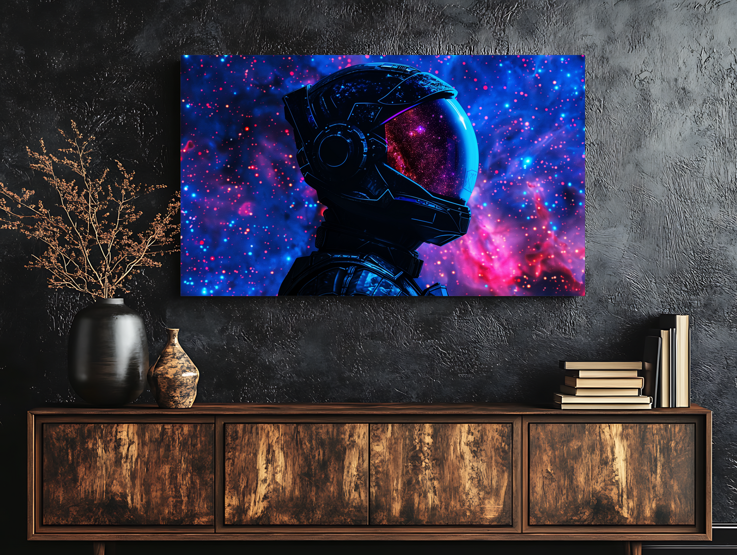 Astronaut Helmet Galaxy Canvas