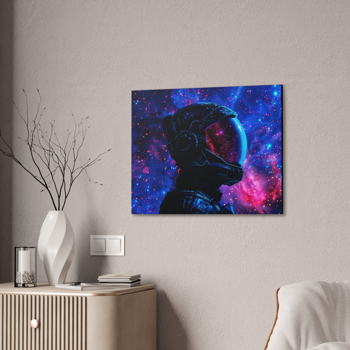 Astronaut Helmet Galaxy Canvas