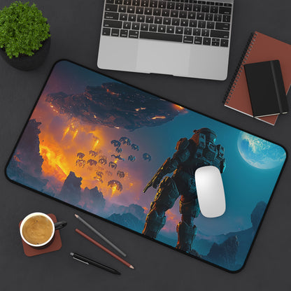Alien Planet - Spartan 117 Engaging Aliens Desk Mat | Epic Sci-Fi Design, Perfect for Gamers, Office Decor & Gifts | H-a-l-o-Inspired