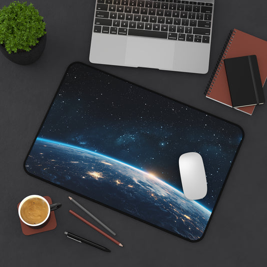Earth Sunrise Over Space Desk Mat | Space Galaxy Mouse Pad