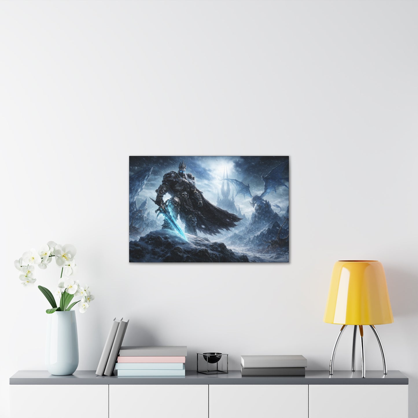 Lich King canvas | fantasy battle art, dragon, frozen sword