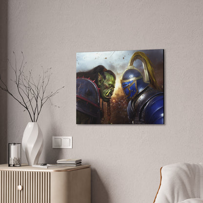 Orc vs Knight Face-off Canvas Print | Warcraft Stretched Canvas Wall Art