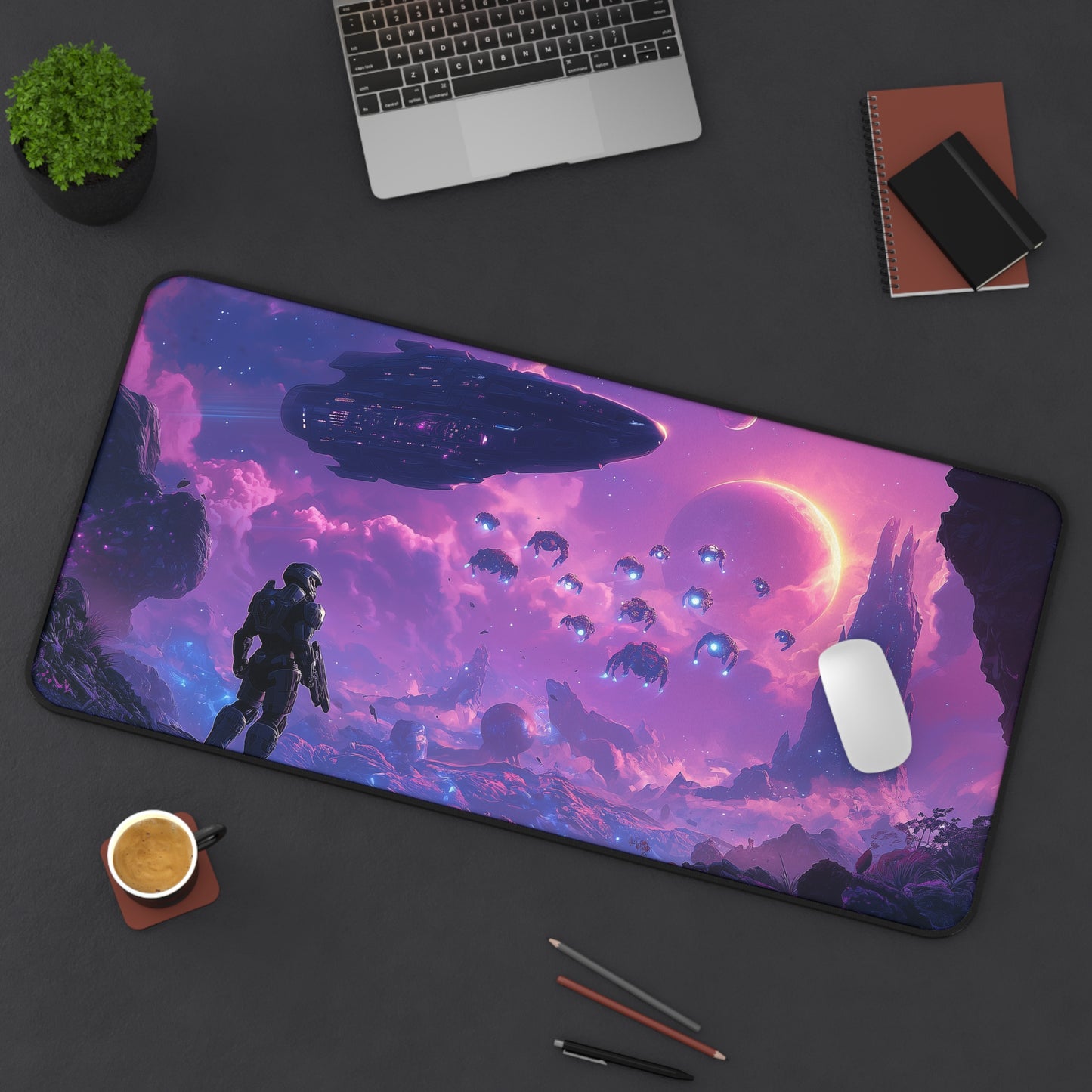 Spartan HALO-Inspired Gaming Desk Mat | Epic Sci-Fi Design, Perfect for Gamers, Office Decor & Gifts